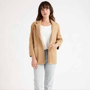 Quince 100% Organic Cotton Knit Open Front Blazer Size Small